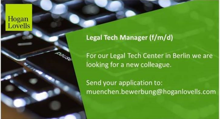 Hat jemand von Euch Lust mit mir zusammen zu arbeiten? #legaltech <a href="/HoganLovells/">Hogan Lovells</a> @HLGermany 
Stellendetails: ig5.i-grasp.com/fe/tpl_hoganlo…