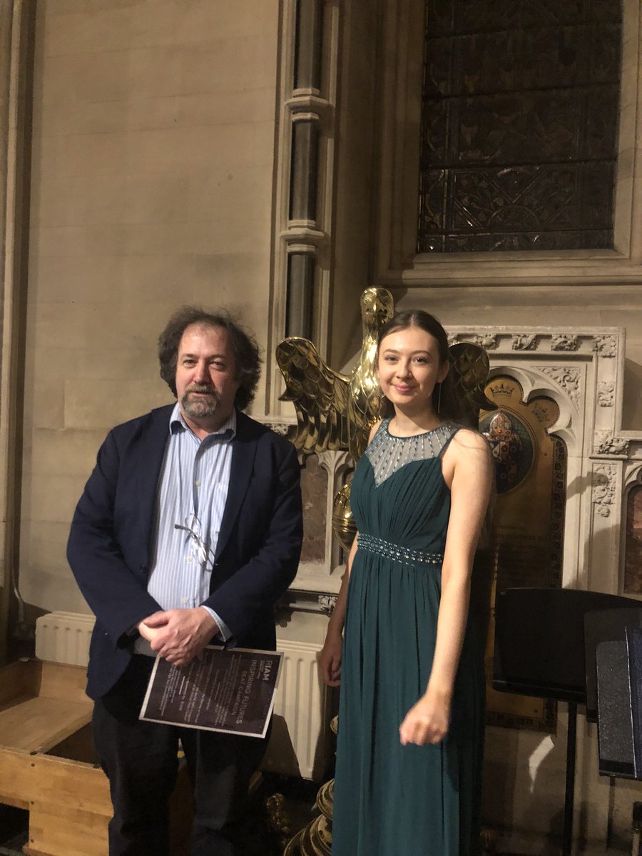 RIAMDublin's tweet photo. Tonight’s soloist Dida Condria with her teacher, Réamonn Keary @cccdub following a magnificent performance of Mozart’s Piano Concerto in A major, K488 with the RIAMSO and James Cavanagh https://t.co/osoxwKlieO
