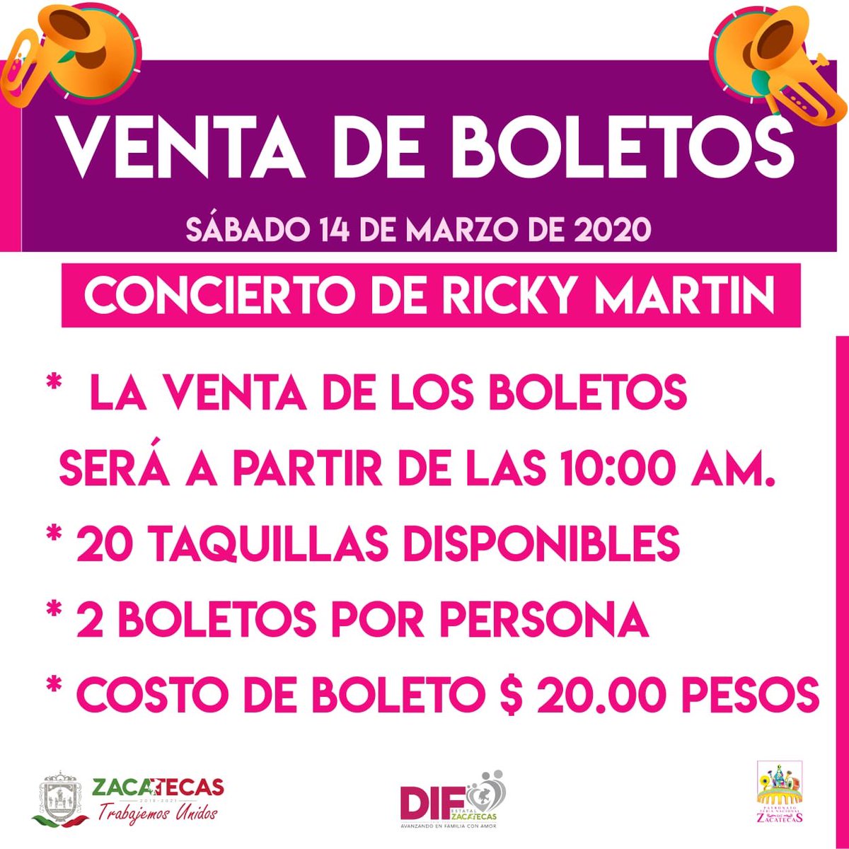 🚨 Venta de boletos para el concierto de <a href="/ricky_martin/">Ricky Martin</a> en #Zacatecas 
#movimientotour