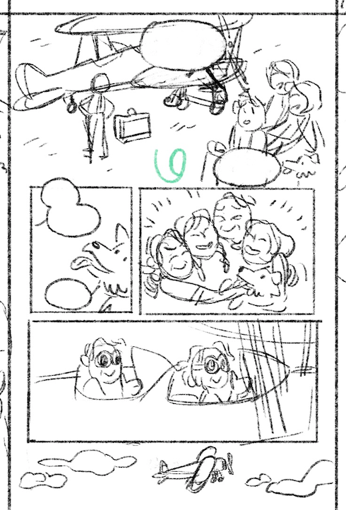 A start v finish for one of my pages from our #GoingSteady comic!! Loved drawing this fam but STRUGGLED with this plane lol https://t.co/YfYk03KJFX 