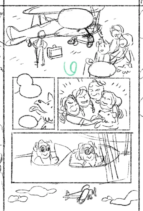 A start v finish for one of my pages from our #GoingSteady comic!! Loved drawing this fam but STRUGGLED with this plane lol https://t.co/YfYk03KJFX 