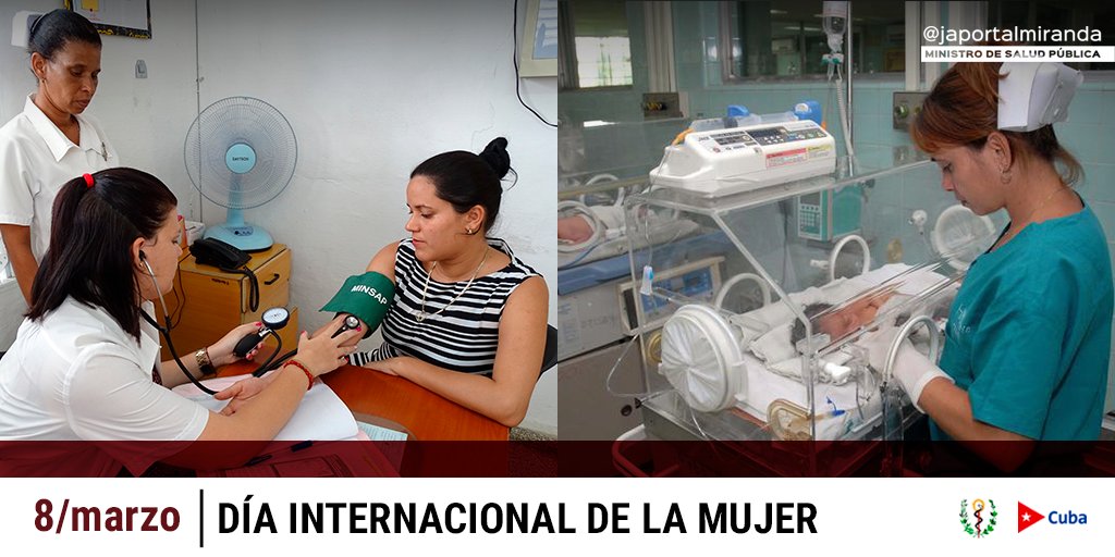La obra de la #salud pública en nuestro país no hubiese sido posible sin la dedicación, profesionalidad, ternura y compromiso de la #MujerCubana. En el #DíaInternacionalDeLaMujer reciban nuestra cálida felicitación y nuestro agradecimiento. ¡Felicidades compañeras!