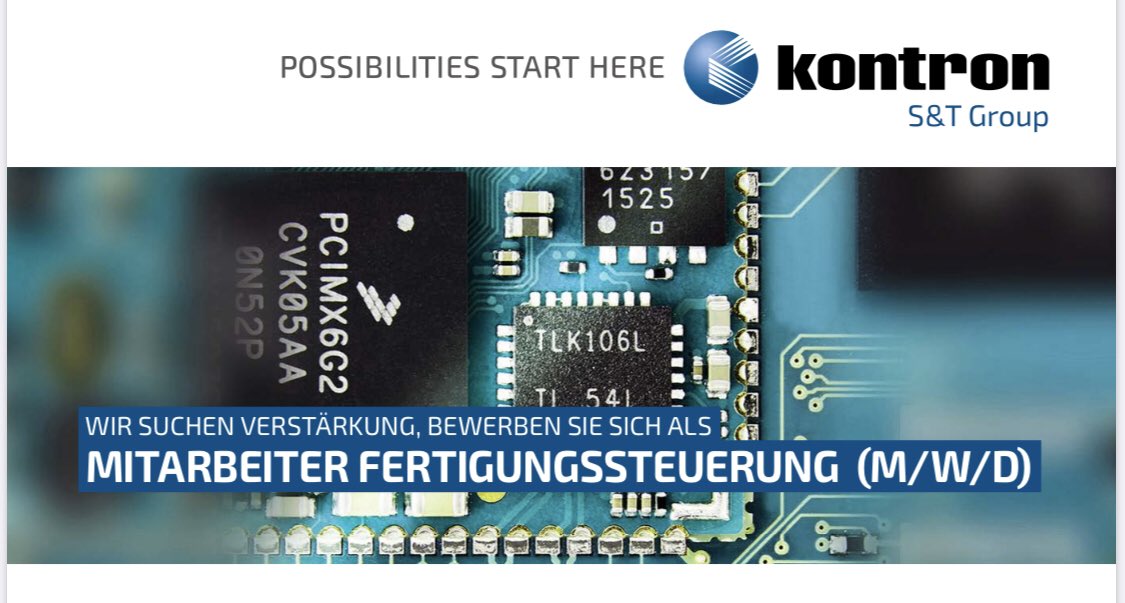 KontronElctrncs's tweet image. Kommen Sie zu uns!
bit.ly/2PTu7tD
Wir sind ein erfolgreicher Elektronik-Dienstleister und benötigen dringend Verstärkung in der Fertigungs-steuerung! #kontron #electronics # jobs