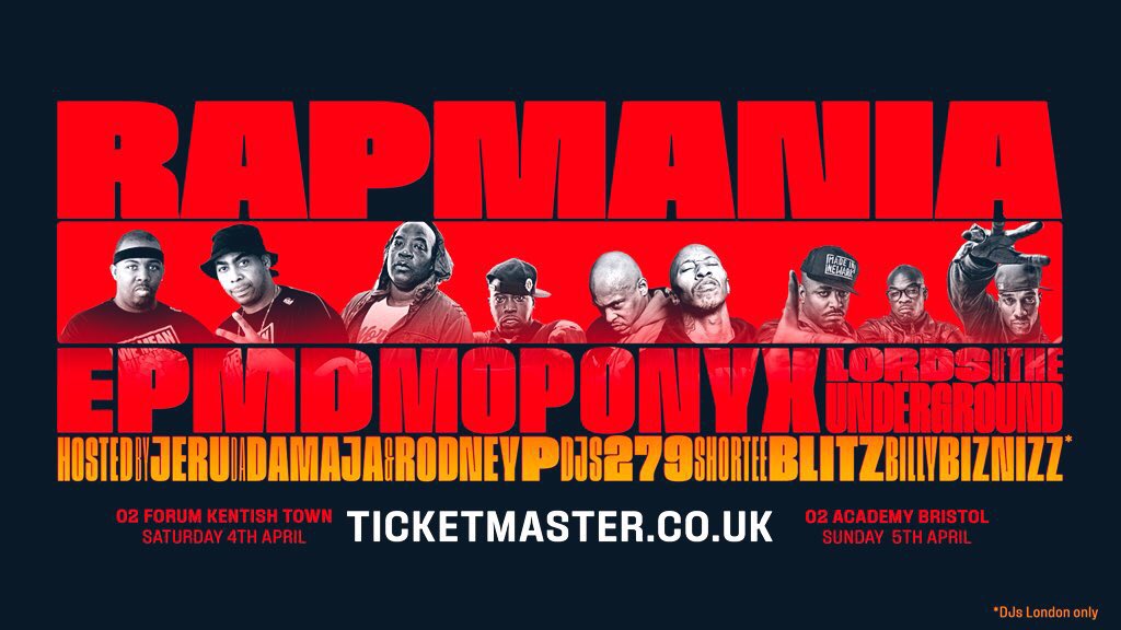 SpreadLoveTV's tweet photo. @dj_davepearce don’t sleep on this all star classic #HipHop show #london 💥EPMD💥MOP,💥ONYX💥LOTUG💥JERU the DAMAJA 💥RODNEYP 💥279💥SHORTEE BLITZ💥BIZNIZZ💥take over @O2ForumKTown 🎟 https://t.co/1uhRnIlA0t  #hiphop #rapmania #london https://t.co/ikZIEVUnNl