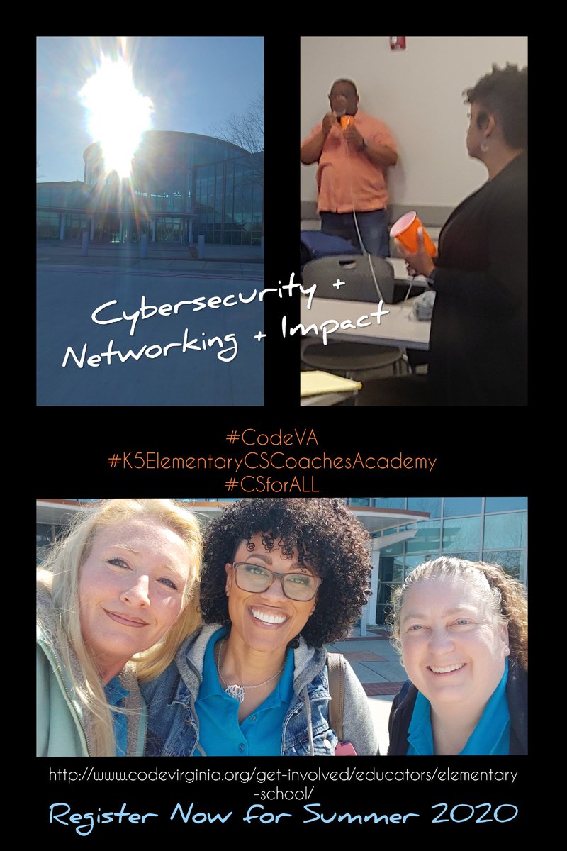 beazley_itrt's tweet photo. Always an Awesome Day with @CodeVA #CSforALL

Ready to integrate the CS Standards?
Join us this summer for a Coaches Academy or One Day Launching Session! K - 12 Sessions are available!! Did I mention the PD is FREE to VA Educators!!!
Register NOW!! 😁
https://t.co/fVZ6MczmR9 https://t.co/Yw836N0ZCC