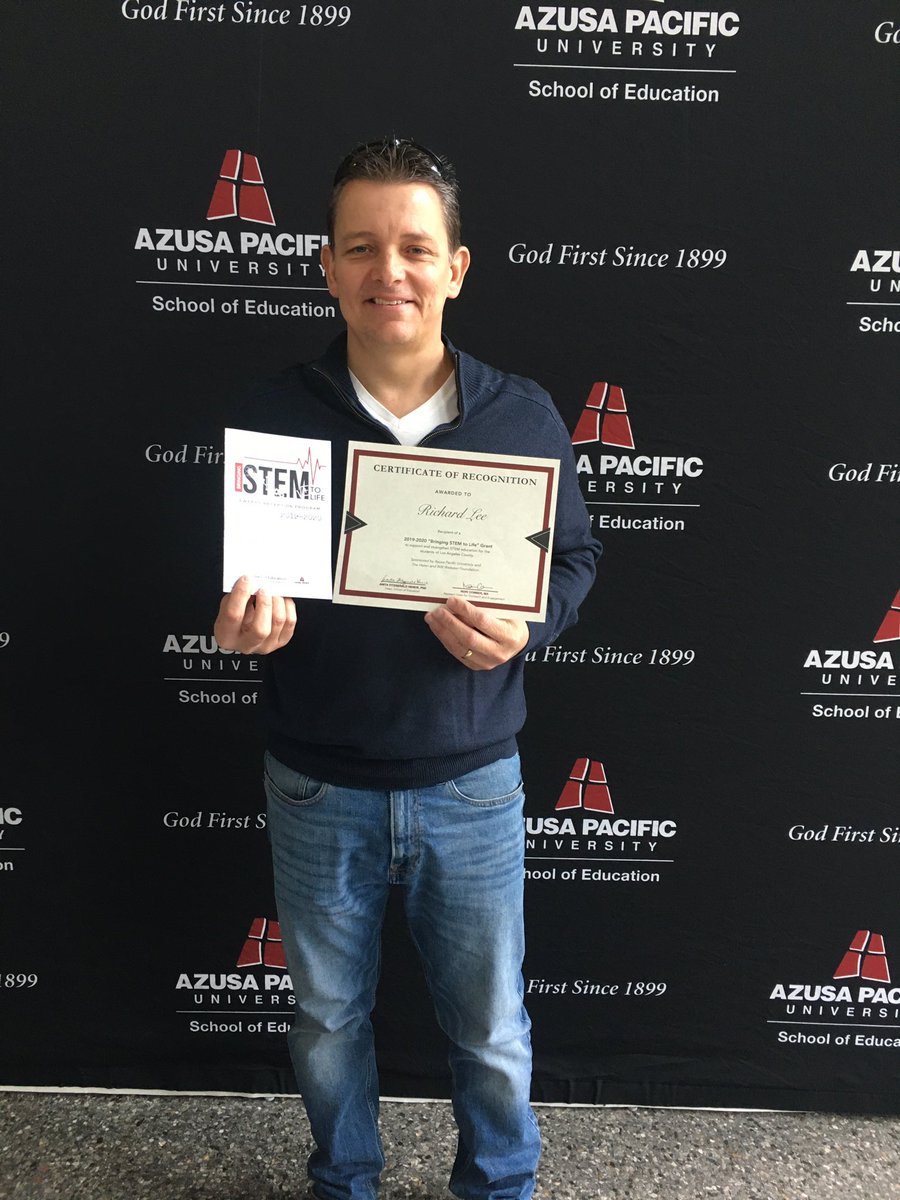 TeachMeMrLee's tweet photo. Thank you @azusapacific School of Education for the Bringing Stem to Life grant! Iโll be using this to purchase a @makeymakey kit that several classrooms will be able to experiment with. ๐ #BSTEMTL #APUSOE https://t.co/2O1xv8V2iB