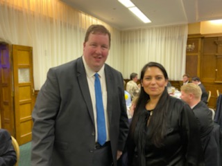 Adrian1Robson's tweet photo. Really enjoyed talking to @patel4witham at the #WelshCPC20 dinner. She was v pleased to hear about the successes in recent Cardiff Council by-elections. @WelshConserv https://t.co/ycnyxDmB6n