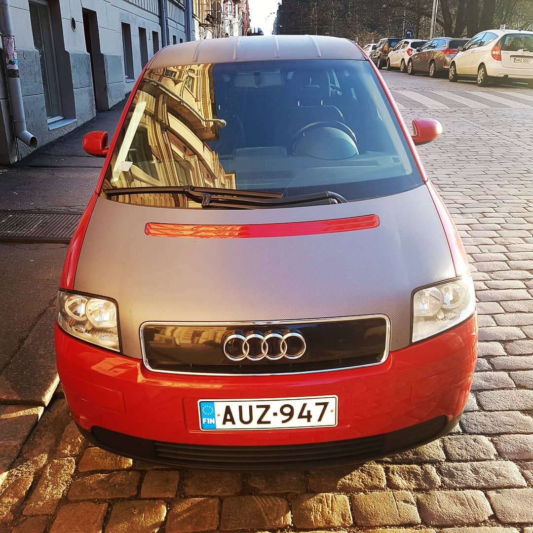 Ultra lightweight <a href="/Audi/">Audi USA</a> A2 "Retro" Track Edition spotted in Finland. You saw it here first. #FakeCarbonFibre