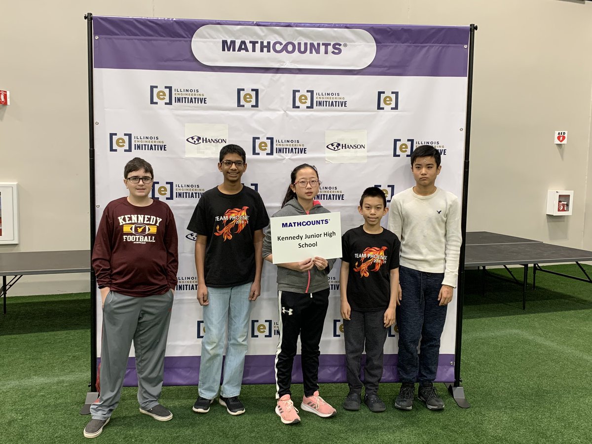 LYoung_Minds's tweet photo. @KJHSEagles @Naperville203 @MATHCOUNTS Kennedy MATHCOUNTS Team at the Illinois State Competition today. Team placed third overall and Krishna earned first in both individual and Countdown Round so he heads to Nationals in May! Way to go Eagles! https://t.co/d0BOXxvm1Z