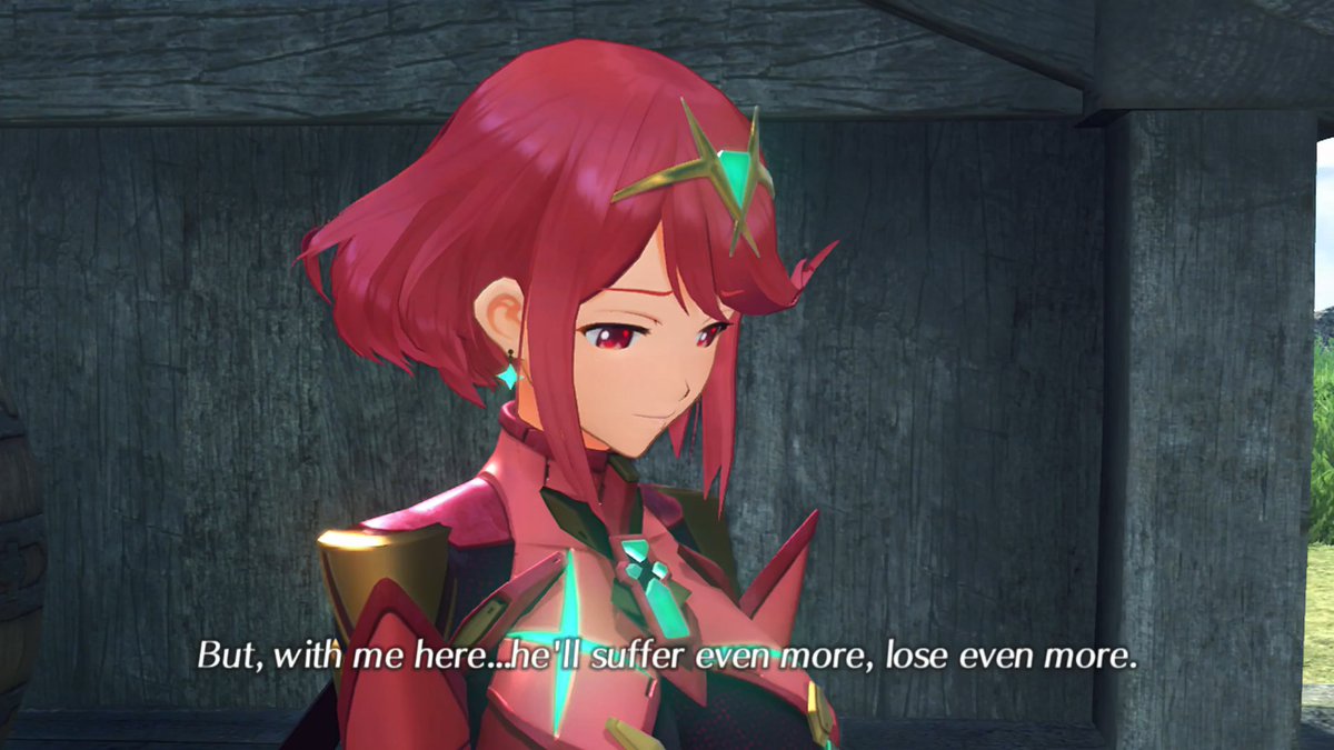 There are plenty of reasons I admire Homura's character to the extent I do but I also love how convincing the trauma that she suffers from is. She's surrounded by people who care about her but she can't truly accept or appreciate it due to her self loathing.  #Xenoblade2