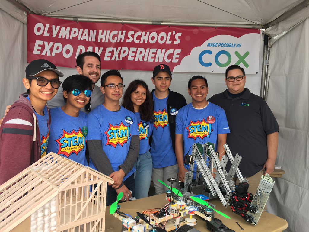 SUHSD_STEAM's tweet photo. #robots #drones #positiVIBES @OlympianEagles CTE students showcasing #OlympianHigh CTE-Engineering Program @PetcoPark #STEMDay Today! Congratulations Mr. Avasan for your dedication & commitment with @SUHSD students. #teamSUHSD #sweetSTEAM @CCR_SUHSD @OlympianASB @SUHSDParents https://t.co/9oxUXZZgb8