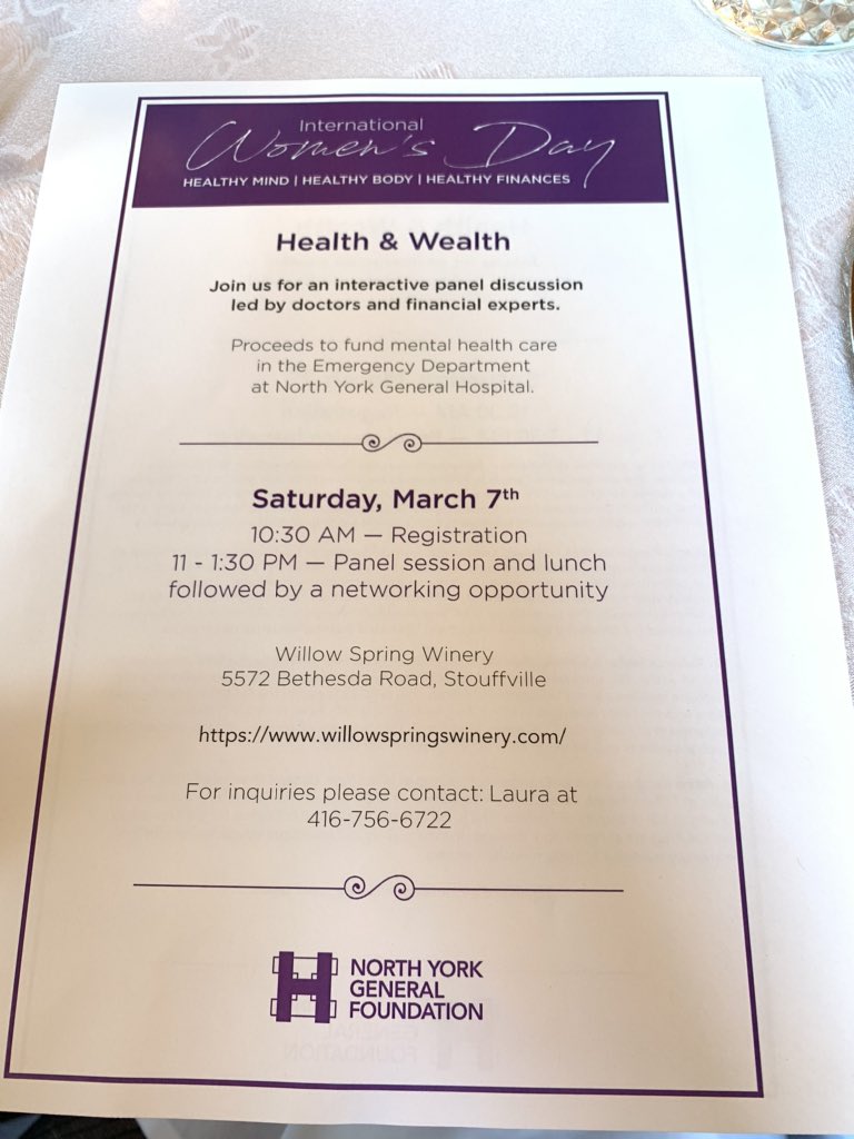 CynthiaWongCRE's tweet photo. #IWD2020 #WillowSpringWinery #NorthYorkGeneralHospital #mentalhealth #physicalhealth #financialhealth @RBC #fundraising #wellness #π€ #π¨π¦ #π· https://t.co/YJ3tWdiL5t