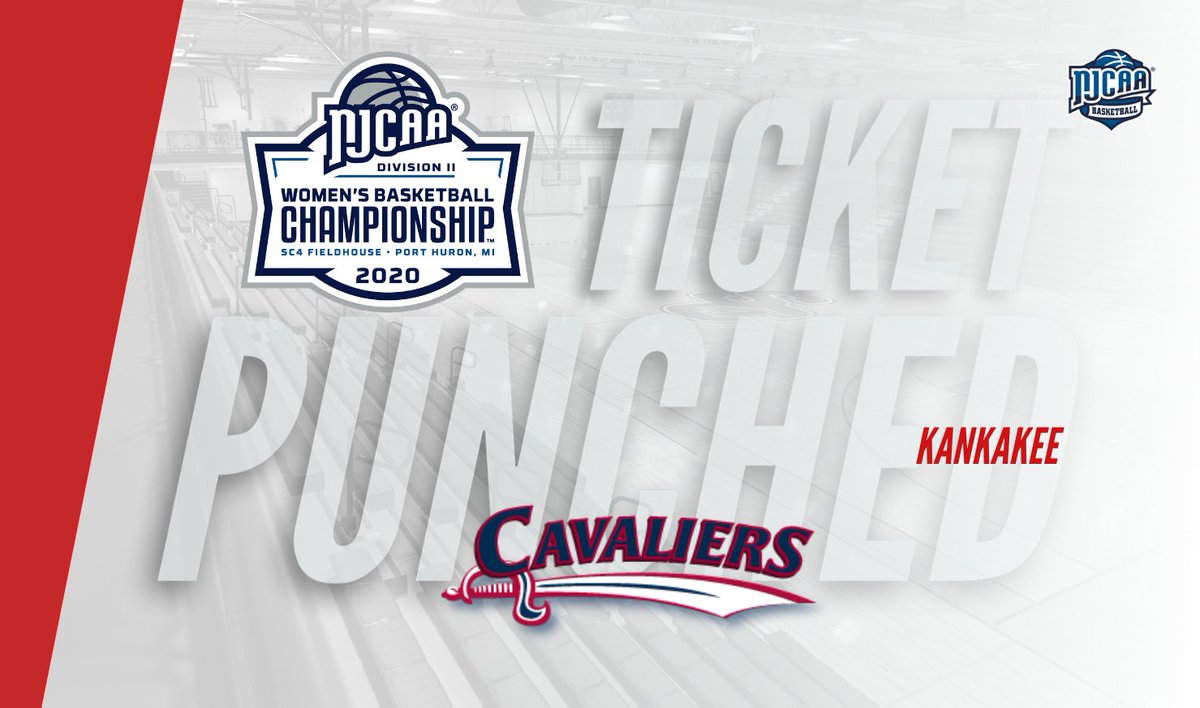 NJCAABasketball's tweet photo. 🎟️ No. 2⃣1⃣

Kankakee took home the Midwest District A title and earned the Cavaliers' 21st national tournament appearance, the most all-time in #NJCAAwbb DII history! https://t.co/hE4ICUsUGl
