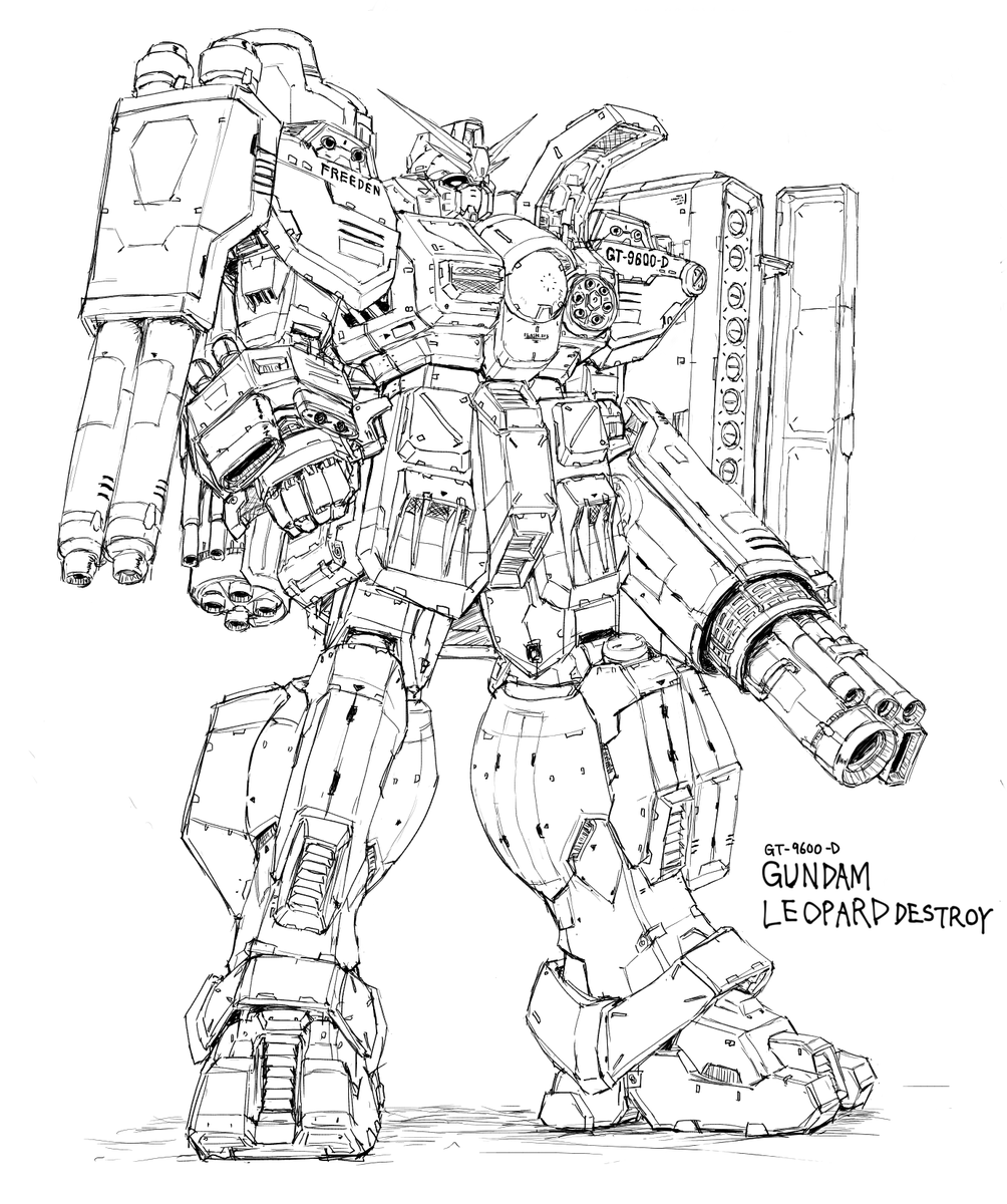 昨日の絵チャで描いてたガンダムレオパルドデストロイです。
旧HGのディテールをアレンジ。 
