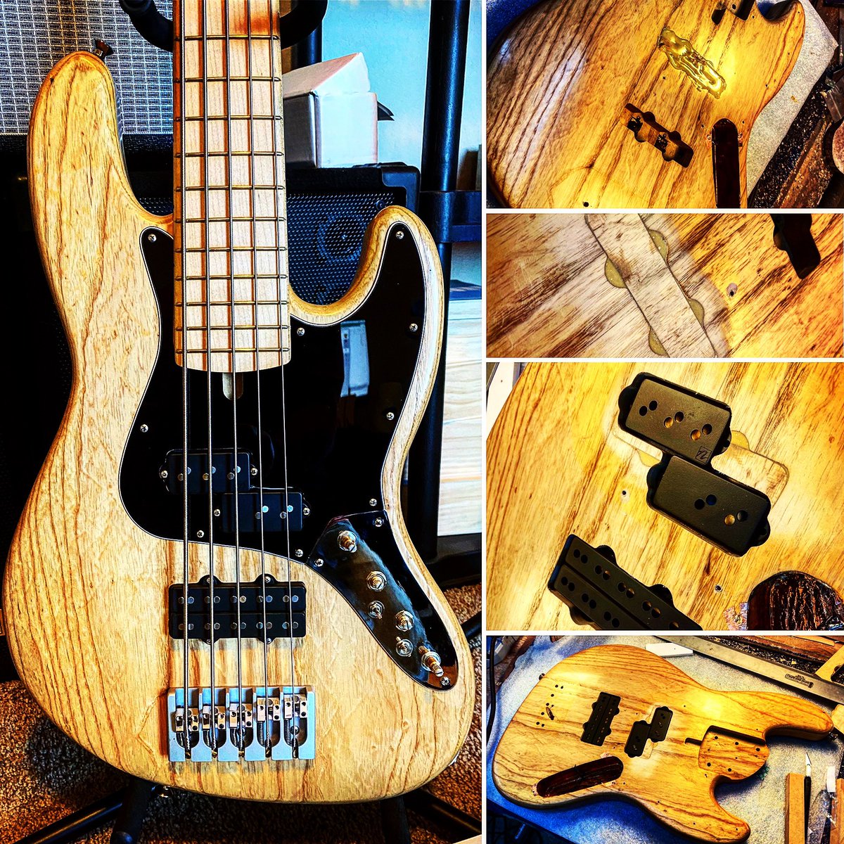 Getting this badass Devon J5 back after some updating. Devon installed his awesome dual J pickup in the bridge. All Nordstrand pickups and preamp on this baby!! #thebasshang #stevearaujo #devonbass #gen4bass  #nordstrandpickups #nordstrandelectronics #ghsstrings #supersteels