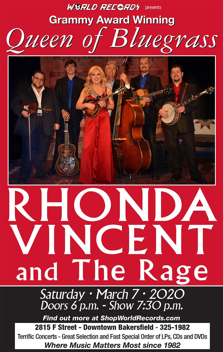WorldRecords82's tweet photo. > Rhonda Vincent and the Rage <
IN CONCERT! - Saturday March 7 Tonight
-
Rhonda Vincent - Famously crowned as “The New Queen of Bluegrass”! 
-
Opened by Bluegrass Music - “Stepping On the Grass”
_
Be there! https://t.co/5GJC7mzrqQ