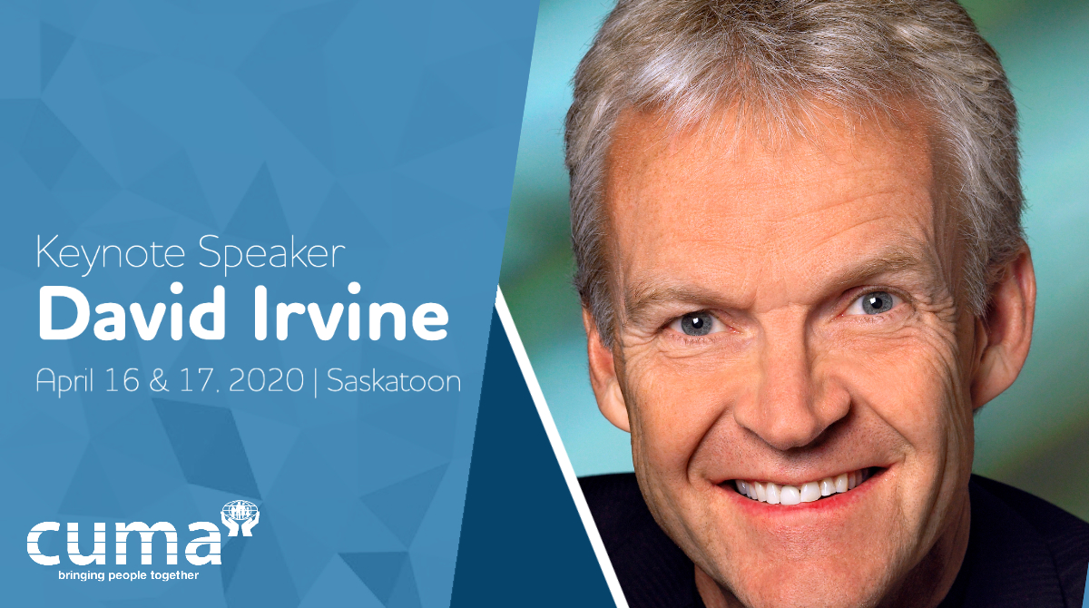 #SKCUMA Conference &amp; Tradeshow is coming up &amp; we are excited to welcome <a href="/DavidJIrvine/">DavidJIrvine</a> - speaker, writer, &amp; advisor to leaders. Join us April 16-17 in #YXE &amp; hear from David and many others. For more details visit saskcuma.ca. #Conference #creditunions #Saskatchewan