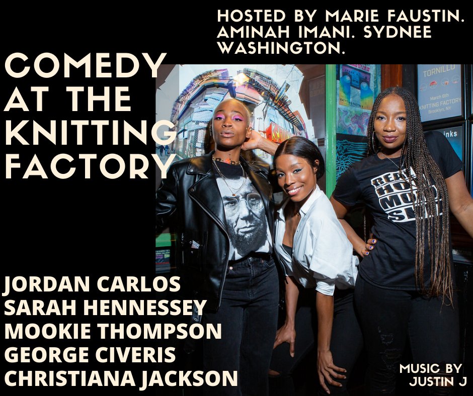 This Sunday! You don’t want to miss out! We have <a href="/jordancarlos/">Jordan Carlos</a> <a href="/SarahHennesy/">Sarah</a> <a href="/mookiethompson/">Mookie Thompson</a> <a href="/georgeciveris/">George Civeris</a> and @christianajackson performing! Hosted by <a href="/MsReeezy/">Reeezy</a> and <a href="/aminahimani/">Aminah Imani</a> 

Showtime 9pm, arrive early! 

<a href="/thatsfunny/">thatsfunny</a> <a href="/MurphGuideBK/">MurphGuide Brooklyn</a> <a href="/Justsydnyc/">Sydnee Washington</a>