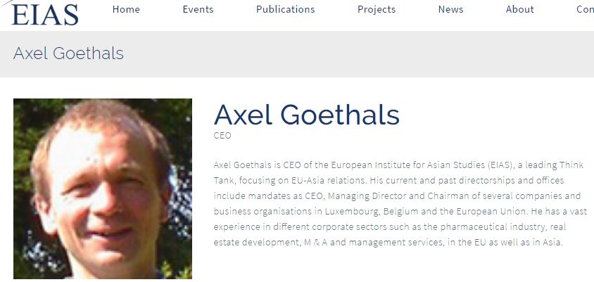 This story gets more interesting though. The firm behind the challenge, Anthee SARL, is based in the Grand Duchy of Luxembourg. Its managing director, Axel Goetthals, is CEO of  @EIASBrussels, a Brussels-based think tank which aims to “strengthen ties” between Asia and Europe.