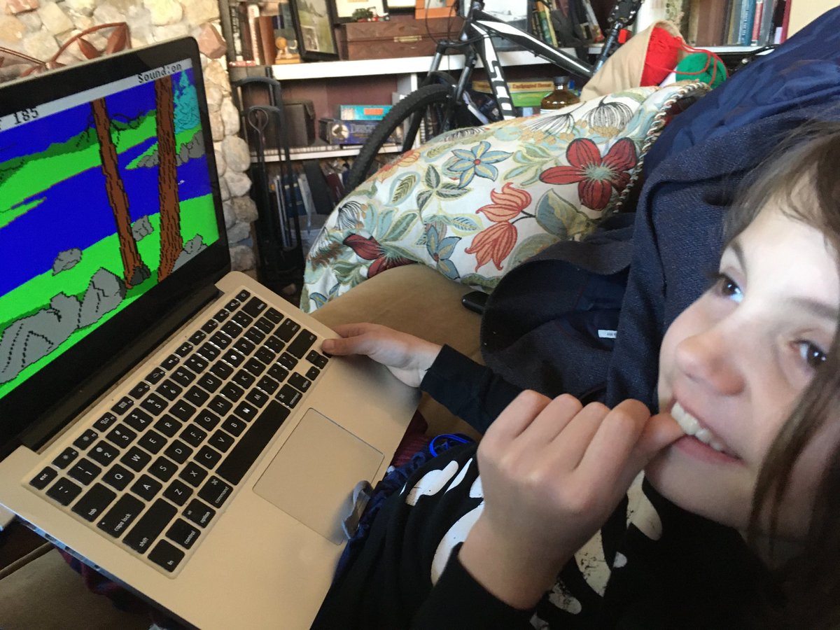 Inspired by ⁦<a href="/PushinUpRoses/">PushingUpRoses 🦇 pushinguproses.bsky.social</a>⁩ I’ve been replaying King’s Quest games with my kids. My daughter is in love.