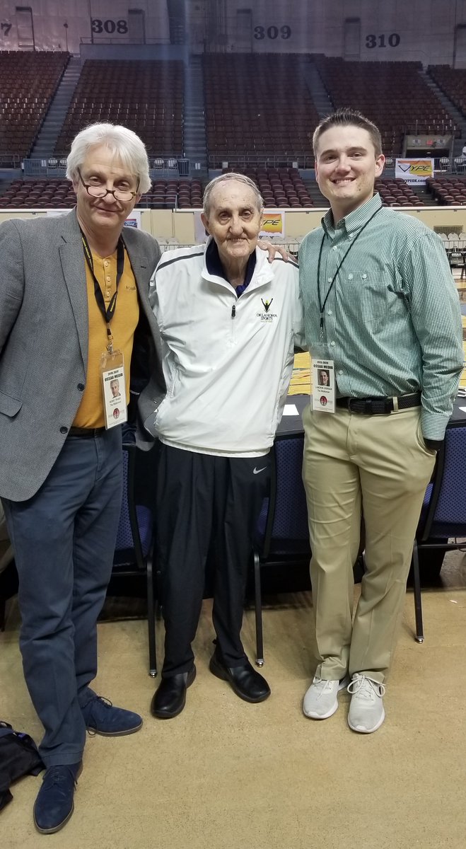 IWasAtTheGame's tweet photo. How about this @OklahomanSports cast representing on press row today at THE BIG HOUSE for some #OKPreps small school STATE CHAMPIONSHIPS!

The VETERAN... Berry Tramel
The LEGEND... Ray Soldan
The ROOKIE... Cameron Jourdan

@BerryTramel @Cam_Jourdan https://t.co/59g9ZDov7E