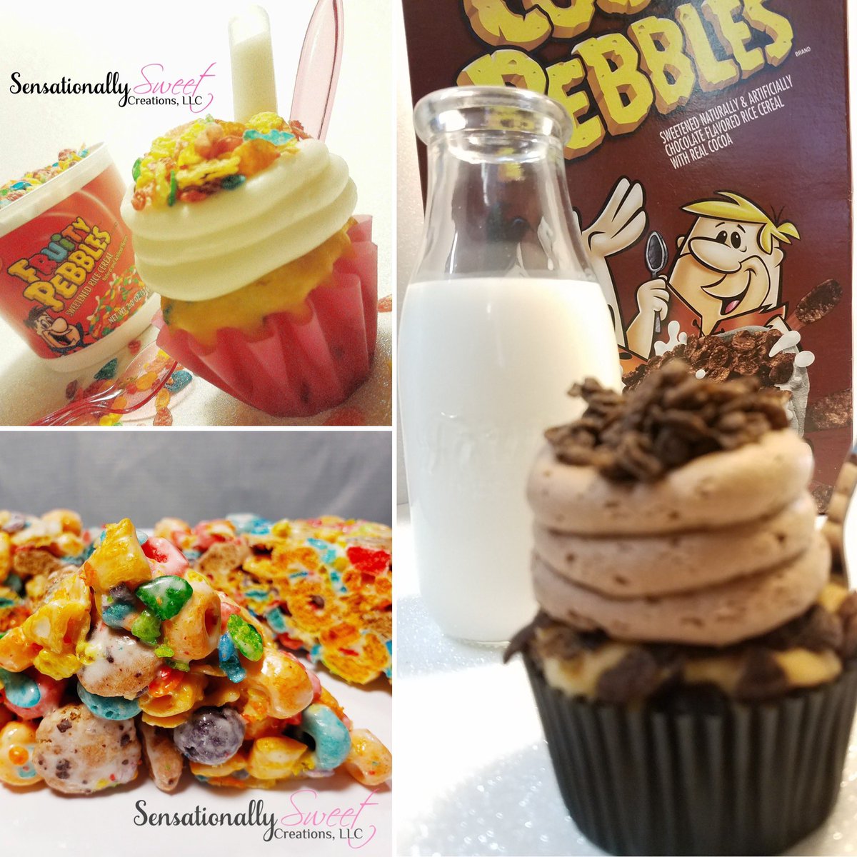 Sensationally Sweet On Twitter Today Is Nationalcerealday Which On Of Our Desserts Are You Most Excited To Try Fruity Pebbles Cupcakes Cocoa Pebbles Cupcakes Or Our Cereal Overload Rice Krispy Treat Cupcakes