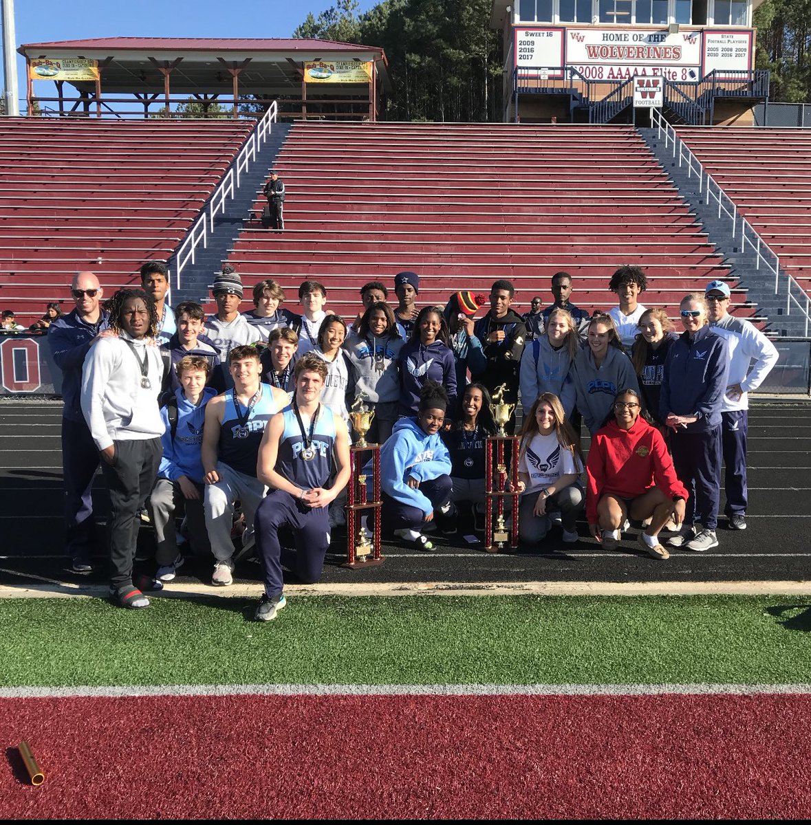 CoachJ_Pope's tweet photo. An outstanding day for Pope Track and Field! Boys and girls are both team champions at Woodstock Wolverine Invitational. Very well rounded wins and great effort by everyone! #cit #doubledup #cit @PopeAthletics https://t.co/OOkYFwjJZM