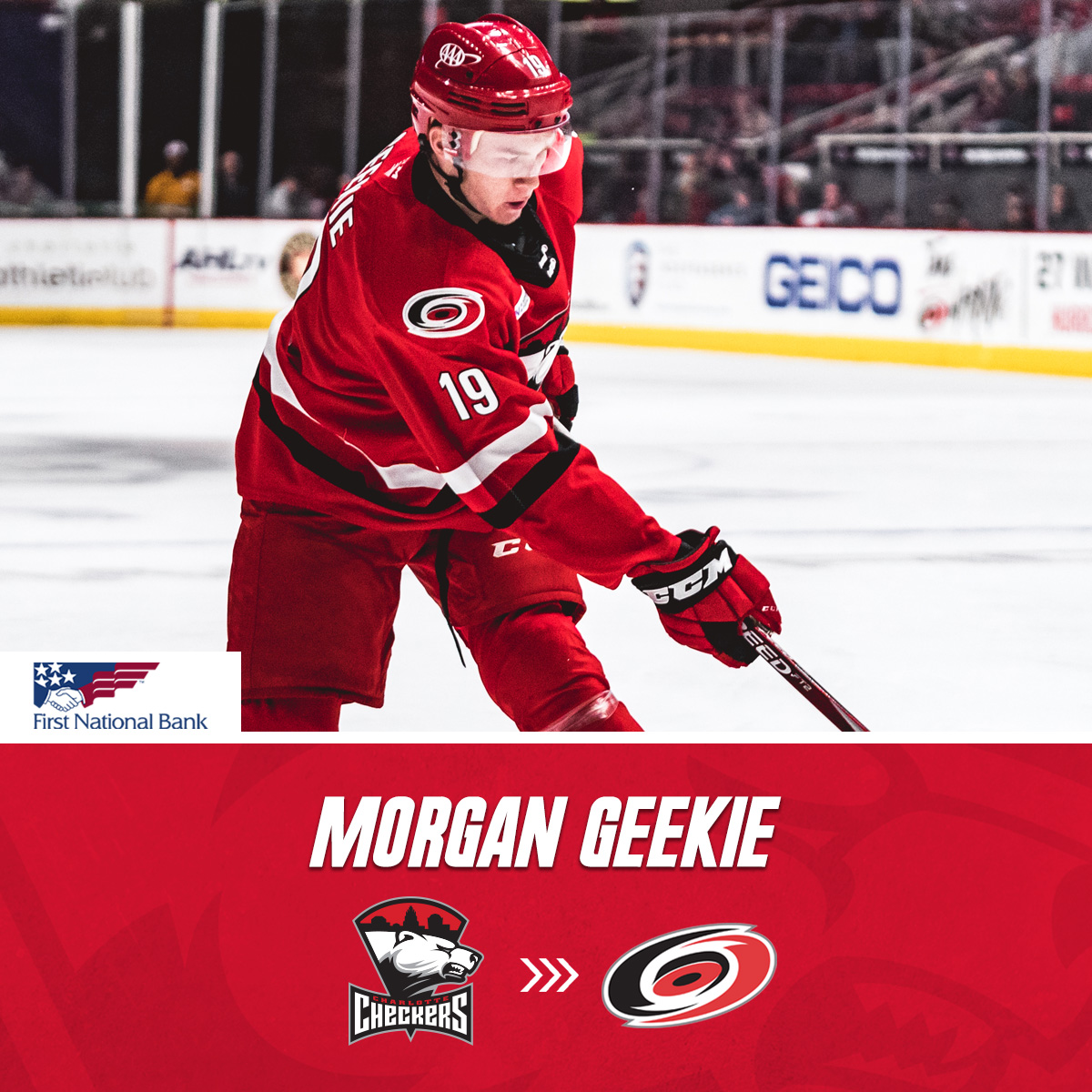 CheckersHockey's tweet photo. [NEWS] Carolina has recalled Morgan Geekie from Charlotte

More: https://t.co/h68yhD5hcn https://t.co/JUiI6zvjjx