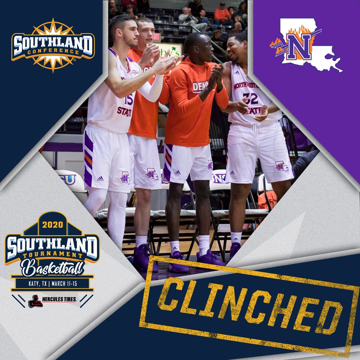 SouthlandSports's tweet photo. Welcome back to Katy, Demons! 😈

For the first time since the 2014-15 season, Northwestern State has CLINCHED a spot in the #SouthlandStrong🏀 Tournament! #NeverYield #CountdownToKaty https://t.co/lh10UVHRZi