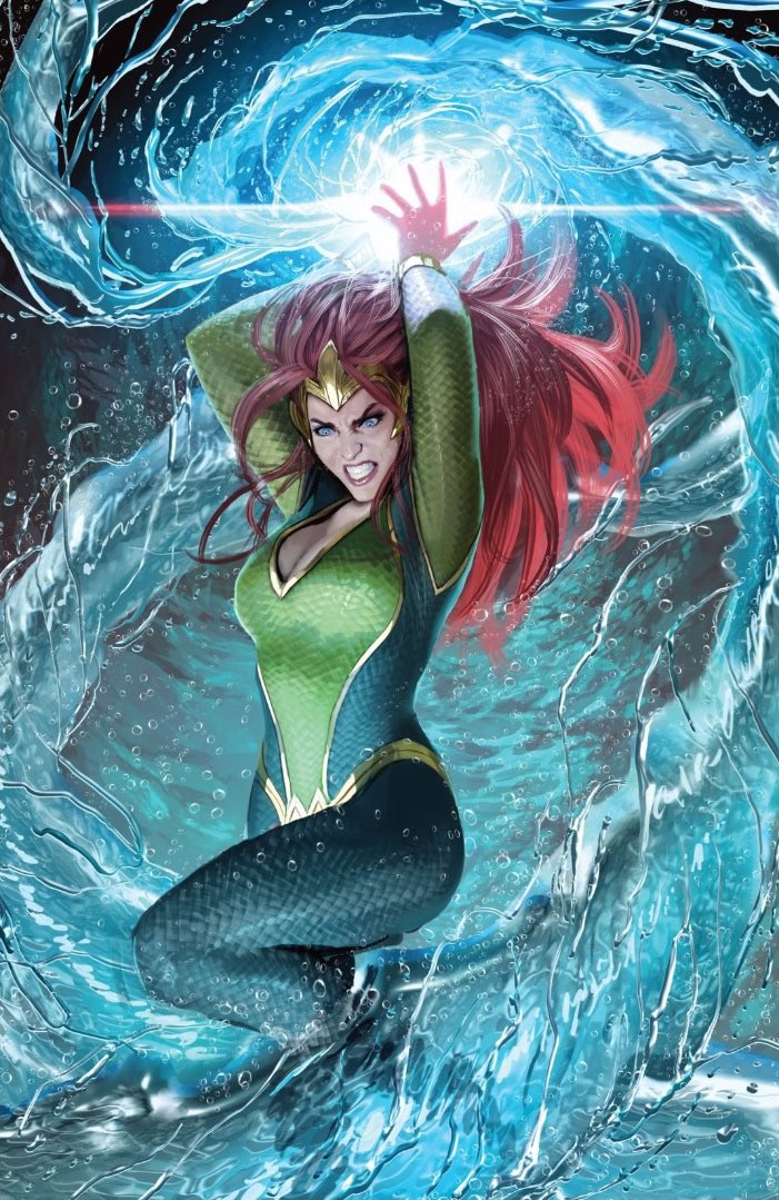 DAY 7: MERA! Mera of Xebel is an Atlantean and wife of Aquaman. The QUEEN of Atlantis, Mera possesses hydrokinesis and can breathe underwater. IMHO she has as much right to be on the Justice League as Aquaman does, it not MORE. Played by Amber Heard.  #WomensHistoryMonth