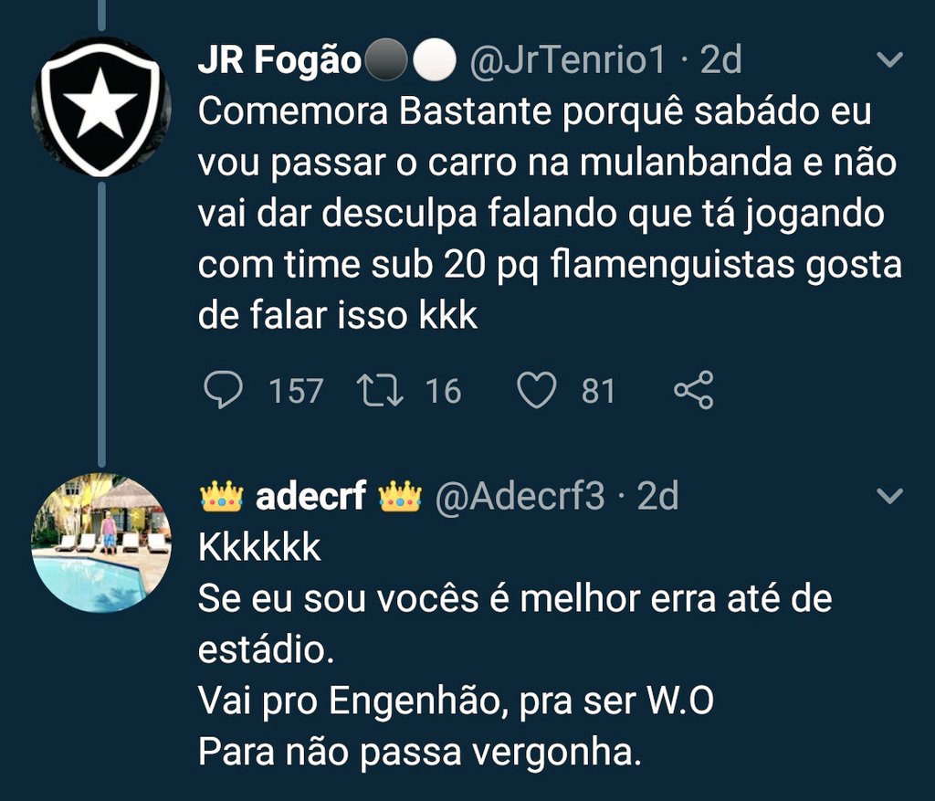 Adecrf3's tweet photo. Quem avisa amigo é 😂
Eu avisei que era melhor erra de estádio para não passa vergonha 😉
#Flamengo3x0Botafogo🇦🇴🙅 https://t.co/NYjO9T2TBm