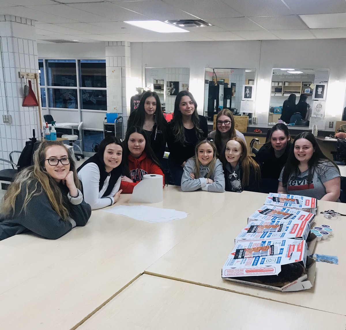 So impressed by the hard work and dedication from the hair and makeup team. Family dinner in the salon. Well done team, you made me proud <a href="/HolyCrossPTBO/">Holy Cross CSS</a>