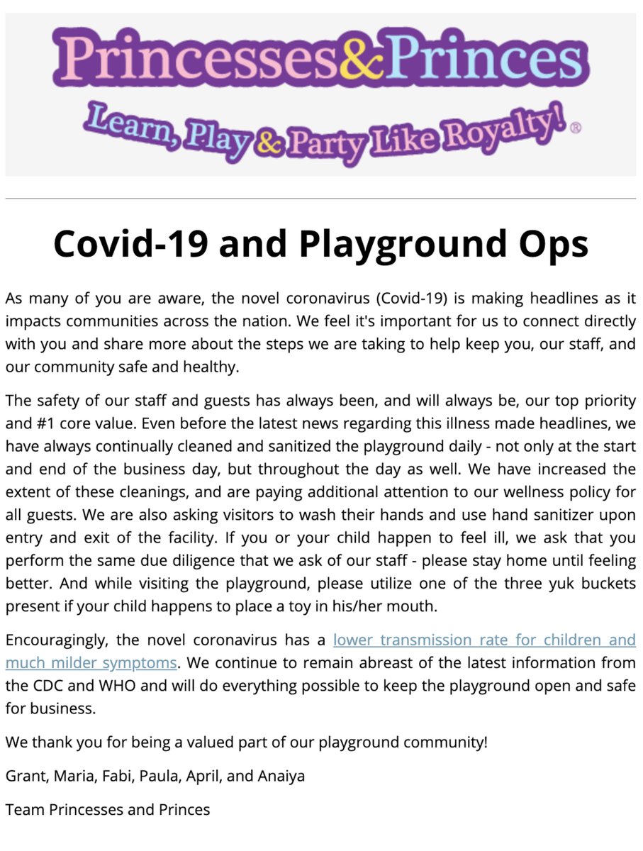 Covid-19 and Playground Operations