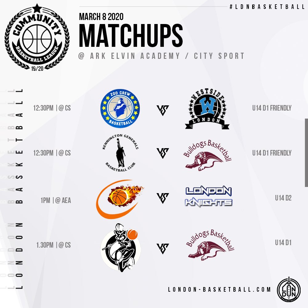 LDN__Basketball's tweet photo. 📆This Weekends Fixtures😤
12 Games | Who will be victorious?
📍Ark Elvin Academy | City Sport |⌚️9-5pm #LDNbasketball #CBL https://t.co/QeZK4iIlVD