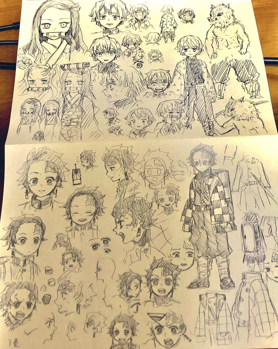 きめつにハマったあと、別垢で模写とも言えない練習をしてたんですけど、お顔描くばかりで特に何も身に付いてない? 