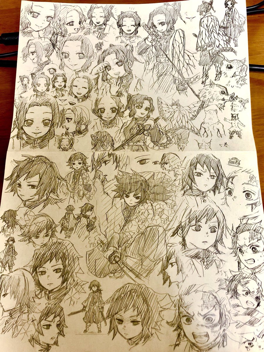 きめつにハマったあと、別垢で模写とも言えない練習をしてたんですけど、お顔描くばかりで特に何も身に付いてない? 