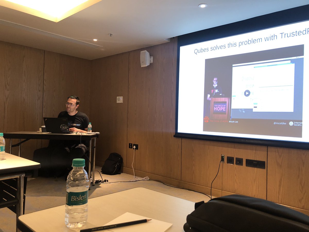 anweshasrkr's tweet photo. At @nullcon #MediaTrack now @micahflee talking about how to be safe with DanngerZone https://t.co/c3hRR1ReN5