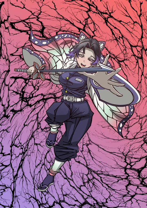 お題箱から『鬼滅の刃の胡蝶しのぶ』を描かせていただきました! 