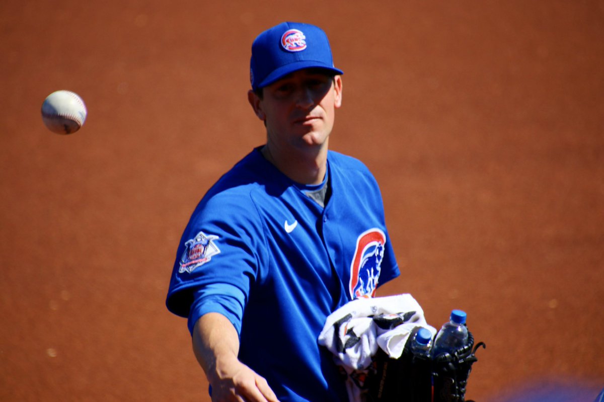 RoundingThirdMJ's tweet photo. Game two with Ken and @albinokid! Cubs vs. Cleveland. No mini helmet in Goodyear 😔, but the hot dog was delectable. Here is Kyle Hendricks tossing up a ball to a young fan, Fransisco Lindor hitting a first pitch, lead off home run, and Slider giving me the side eye. https://t.co/6DLe5yJIcH