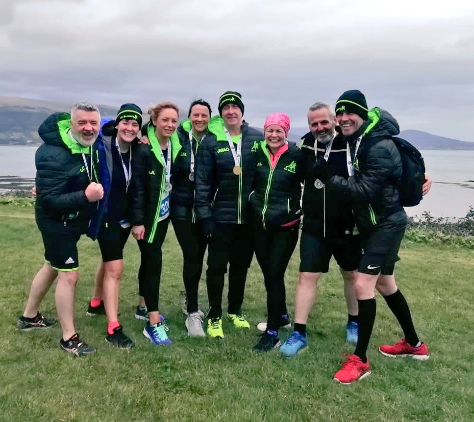 Larrybcm2019's tweet photo. Tough day for me at Carlingford half marathon. Hamstring went and cramping in my calf as I struggled to finish. CG Runners though waited to cheer me home. Large bowl of seafood chowder #fitzpatricks and some chat took my mind off it all. I love my running family... https://t.co/ChJaI57zod