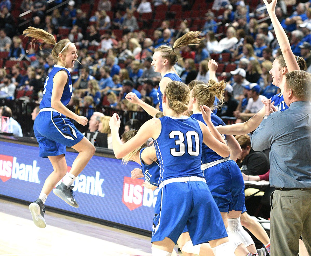 jhoeck's tweet photo. Little Wynot, Nebraska — with a girls enrollment of 23 — has now won SEVEN state girls basketball championships since 2011

Steve Wieseler's program has advanced to the title game 10 times in the past 11 years 👀 https://t.co/yd0xLPJmhb