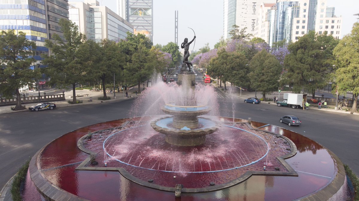 MARCH 7, 2020 — MEXICO CITYLa Diana Cazadora, another cultural landmark, was also painted with red. Not long after, it was cleaned. If only they prioritized femicide investigations the way they prioritize keeping our city “pretty”.