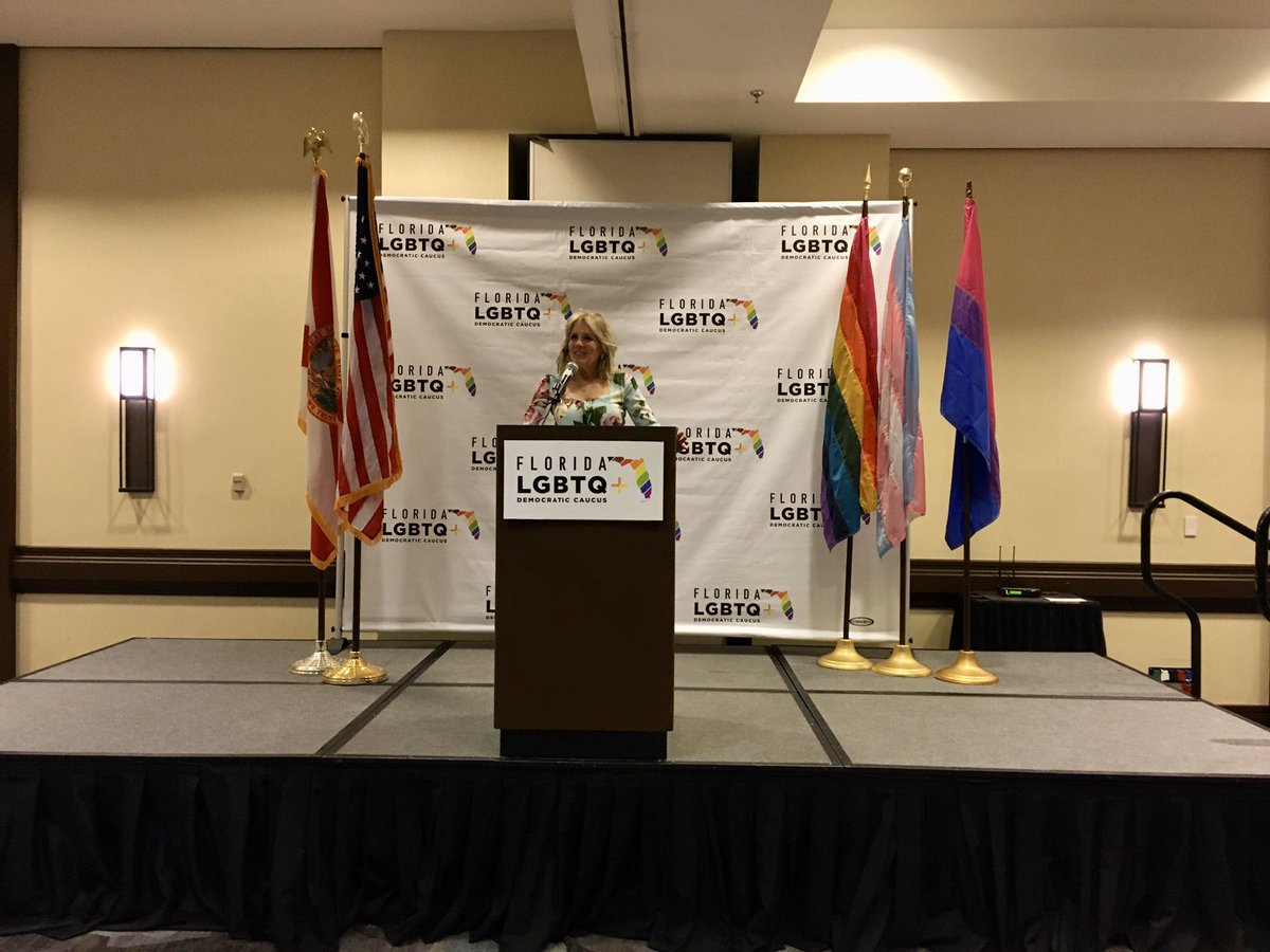 lgbtqdems's tweet photo. Incredible speech by @DrBiden! She said @JoeBiden will pass the #EqualityAct in his first 100 days. 👏🏳️‍🌈❤️ #AllInToWinIn2020 https://t.co/1jr9fZD8R7