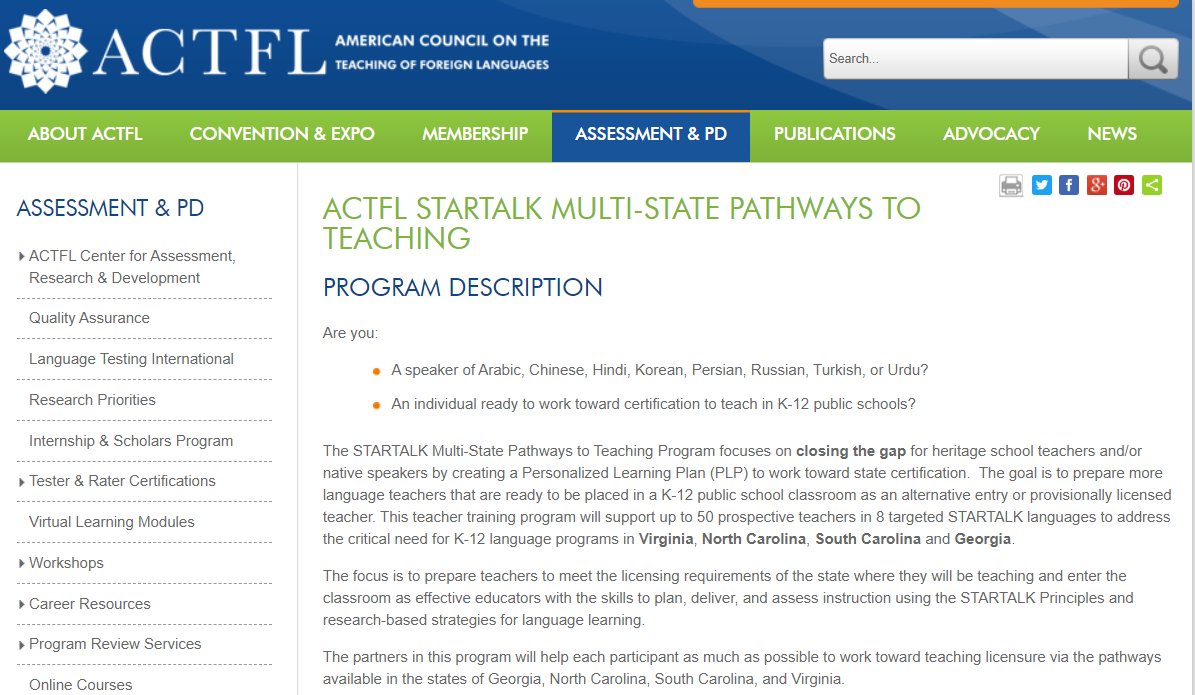 gadoeworldlang's tweet photo. It was great to present on the STARTALK Multi-State Pathways to Teaching Institute at #FLAG2020 #FLAG20.  We will be recruiting our 2nd cohort soon!  Stay tuned to the website here! https://t.co/esbz4Pk1qu)%20to%20earn%20state%20certification. @JNCLInfo @actfl https://t.co/p7KbGo9RLZ
