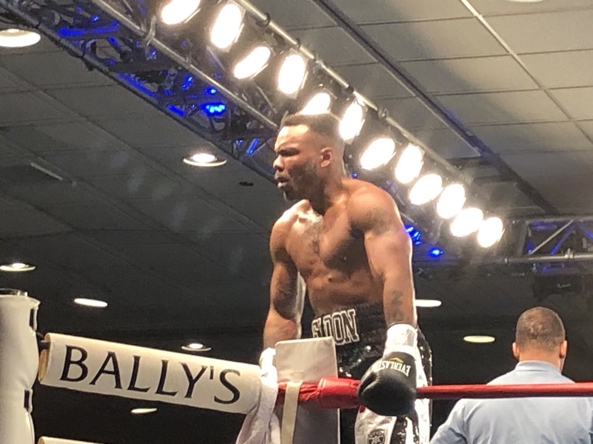 DaveWeinberg19's tweet photo. Atlantic City’s Isiah Seldon celebrates a win. #ACBoxing @HardHitPromo @BallysAC https://t.co/tuKgsQTp61