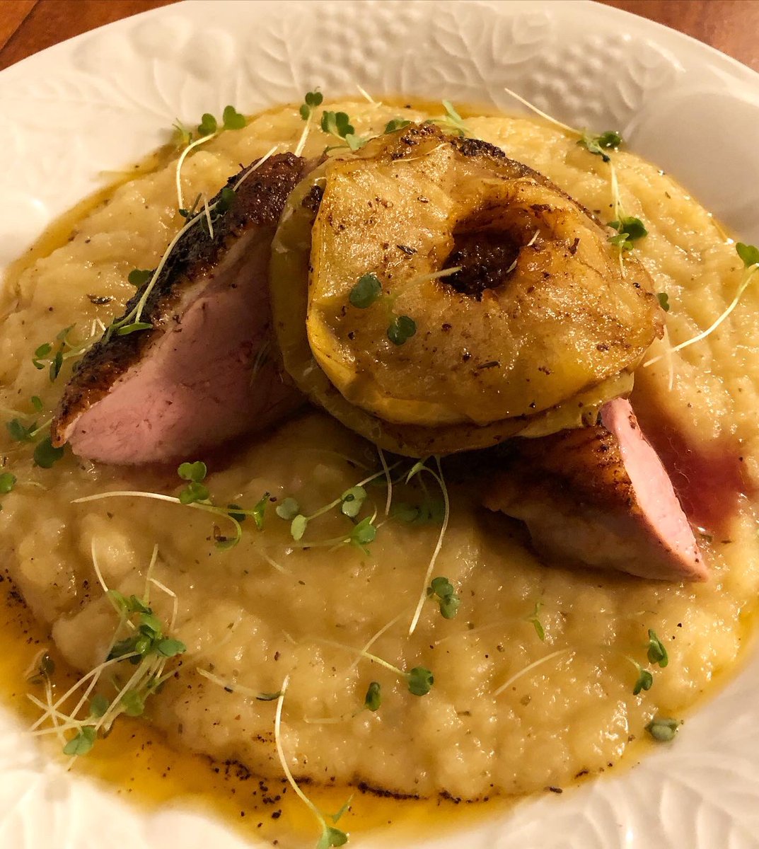 kuhnperalta's tweet photo. Diving back into the @TylerFlorence cookbook Stirring The Pot that I received from my wonderful girlfriend @_____TeReSa___ . This is the recipe for Roasted Duck Breast with Apple-Onion Puree. Delicious recipe. See my IG post for more info! https://t.co/NJzyEox8sM