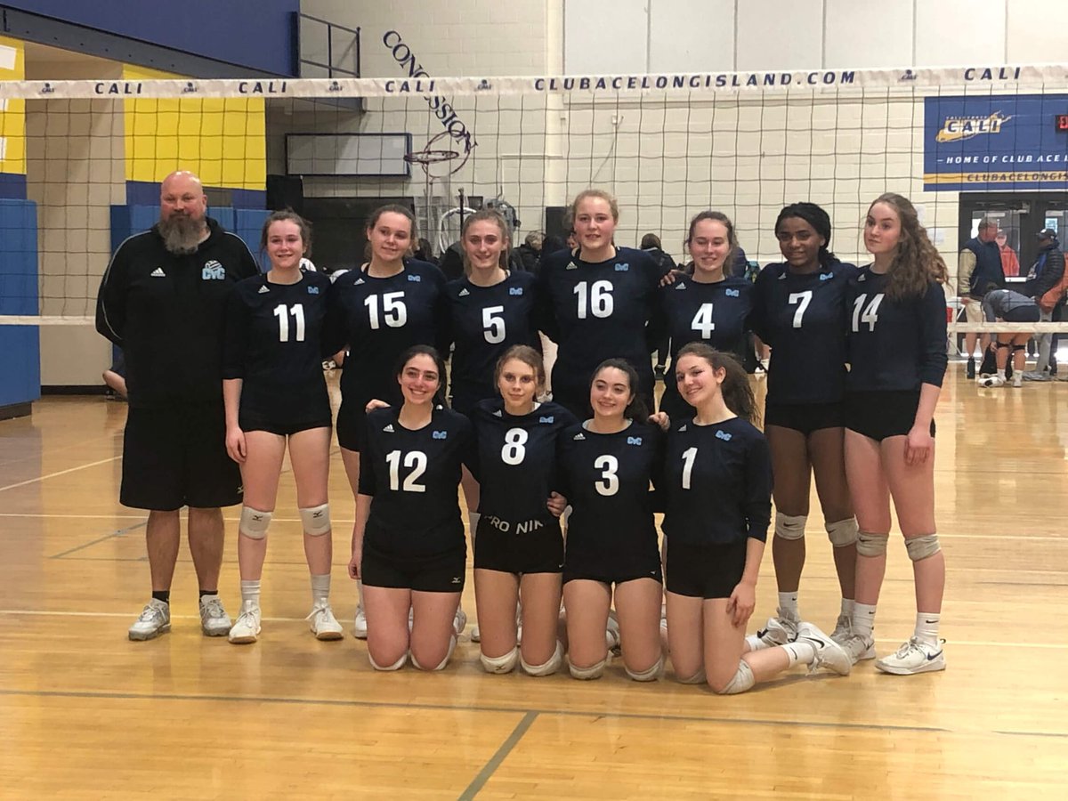 stolly23's tweet photo. Cornwall 16's win their 3rd championship of the season. Going 8-0 at Hofstra today. Now 34-2 in individual sets on the season. #MHSVB #CORNBROOK https://t.co/spmpXJlC6J
