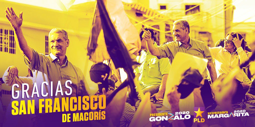 GonzaloCastillo's tweet photo. ¡Muchas gracias San Francisco de Macorís! 

#EquipoRedesGonzalo #GonzaloPresidente #aTrabajar #MásOportunidadesParaTodos #SFMesDeGonzalo #VotaPLD https://t.co/3nxgHsxwUW