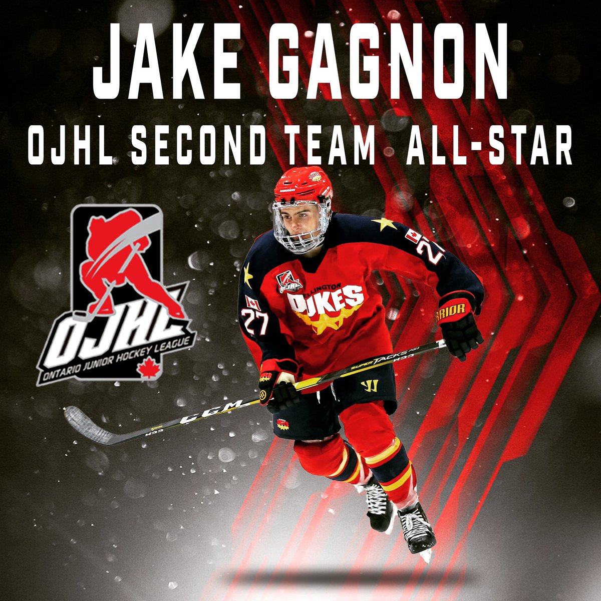 Congratulations to Dukes forward <a href="/jakegagnon11/">Jake Gagnon</a> who was recently named an OJHL Second Team All-Star! Jake led the Dukes in scoring and finished 7th in league scoring with 69 points!
(📷 Ed McPherson/OJHL Images)