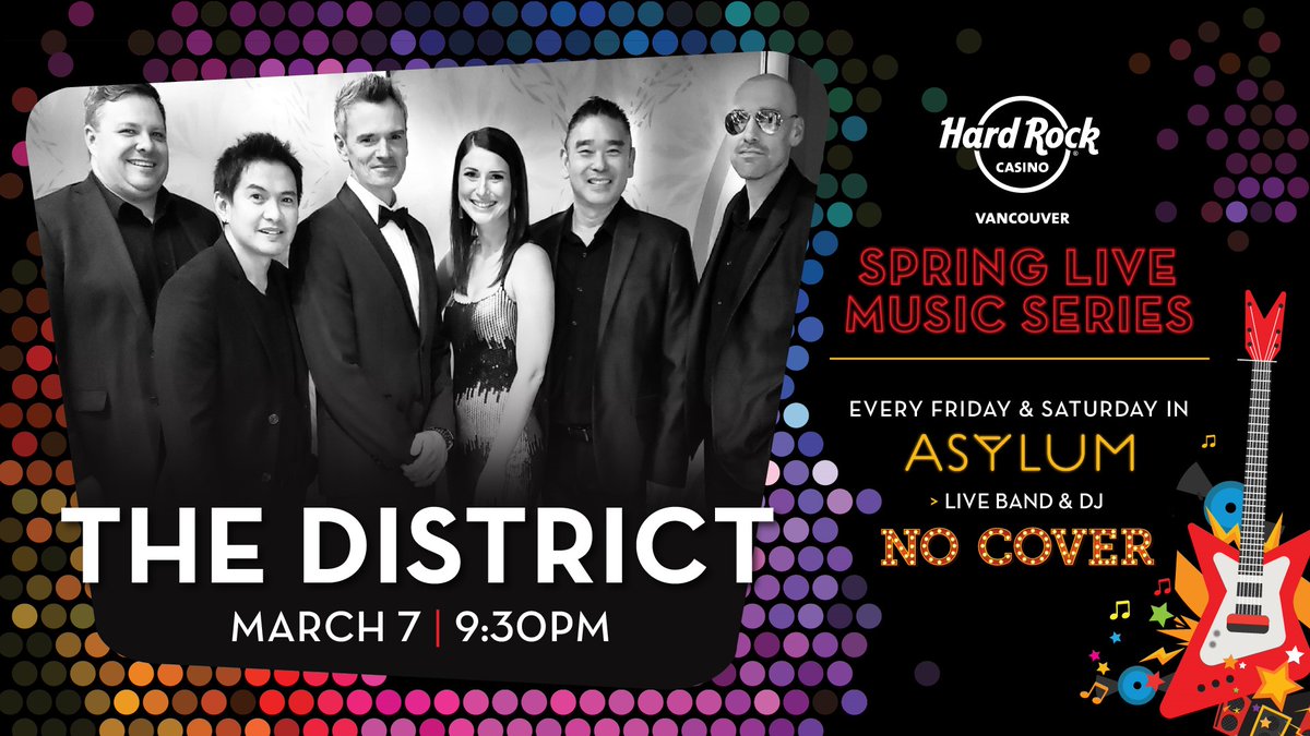 Made up of some of Vancouver’s finest musicians &amp; vocalists. The District will keep the dance floor jumping all night long! Join us tonight in Asylum to see The District live in action.